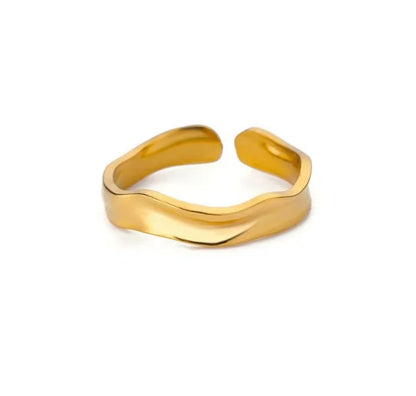 Luckacco Elegant Stainless Steel Big Bloom Flower Rings For Women Gold Color Sun Starfish Open Ring Finger Jewelry Wedding Her Gift Punk