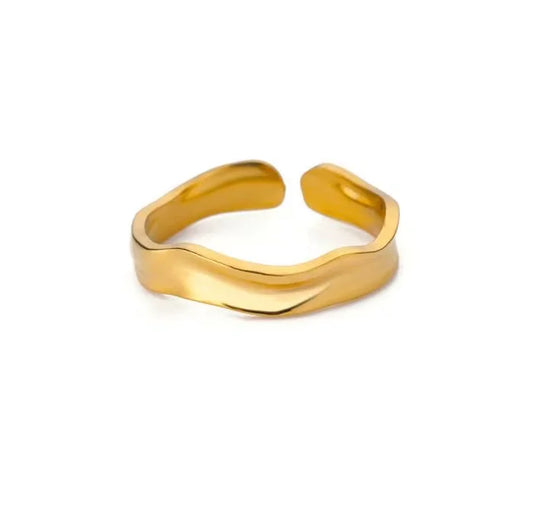 Luckacco Elegant Stainless Steel Big Bloom Flower Rings For Women Gold Color Sun Starfish Open Ring Finger Jewelry Wedding Her Gift Punk