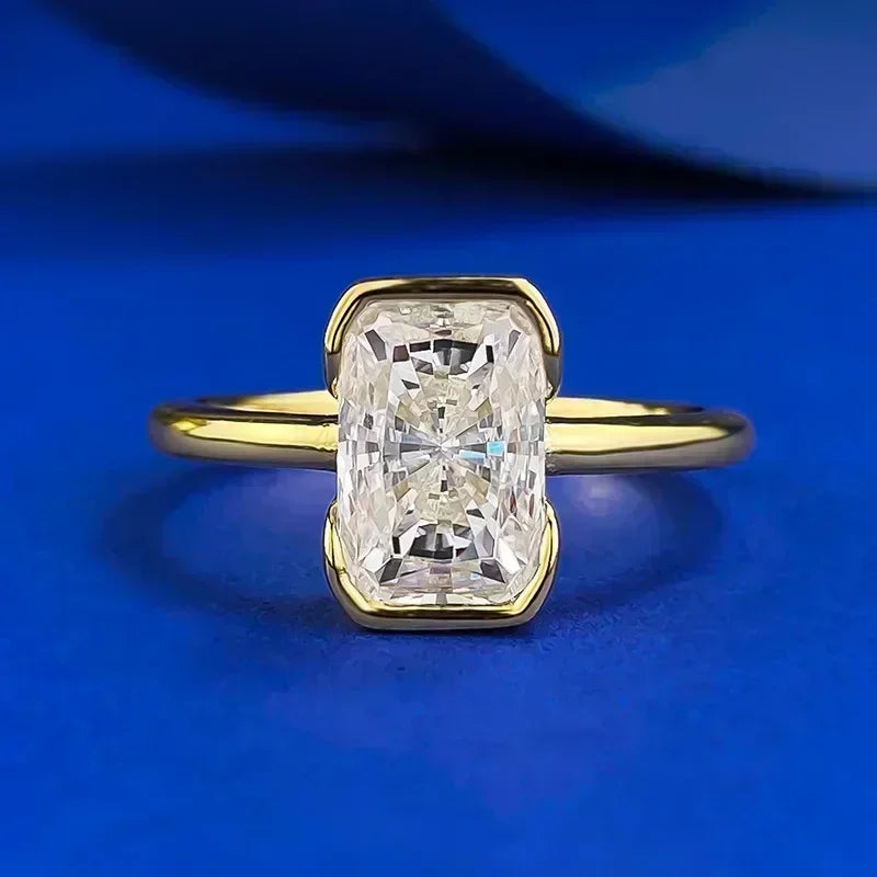 luckacco 14k gold vintage lab diamond ring 100% real 925 sterling silver party wedding band rings for women engagement jewelry gift