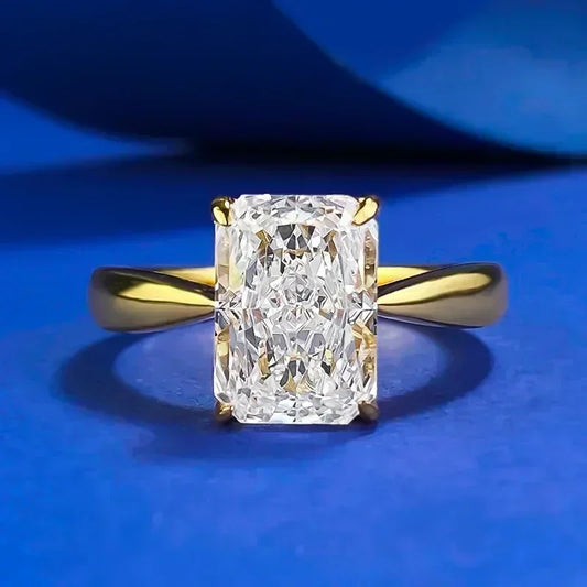 Luckacco 14K Gold Vintage Lab Diamond Ring 100% Real 925 Sterling Silver Party Wedding Band Rings for Women Engagement Jewelry Gift