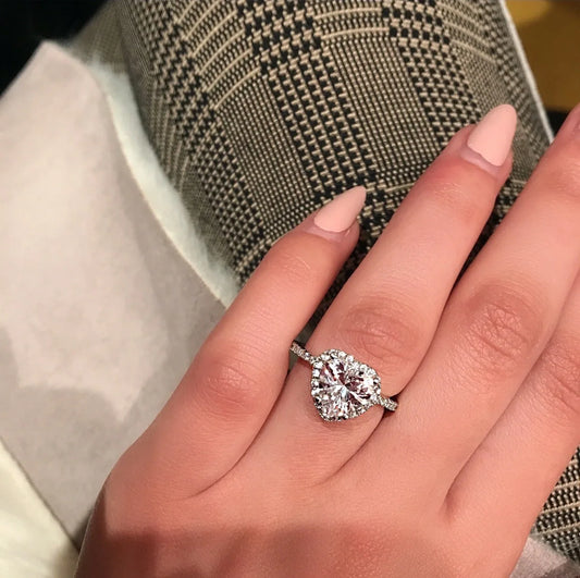 Luckacco RAPRGOLD GRA Certified 1CT Heart Cut Moissanite Ring S925 Sterling Silver Engagement Wedding Ring for Women Fine Jewelry Gifts