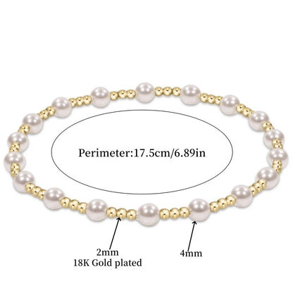 Luckacco Vlen Shell Pearl Bracelet With 18K Gold Plated Beaded Bracelets for Women Boho Summer Dainty Stackable Pulseras Jewelry