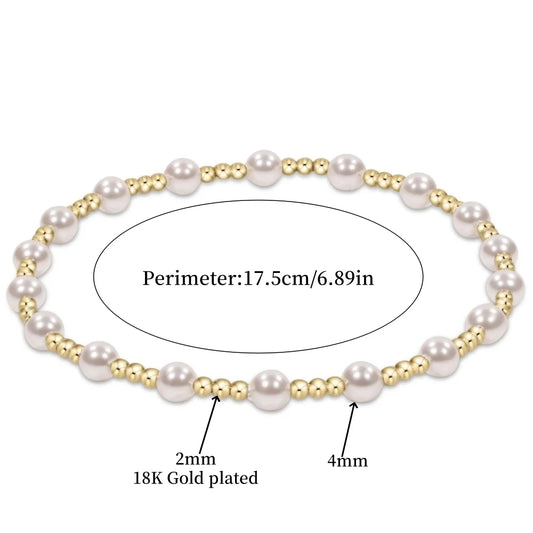 Luckacco Vlen Shell Pearl Bracelet With 18K Gold Plated Beaded Bracelets for Women Boho Summer Dainty Stackable Pulseras Jewelry