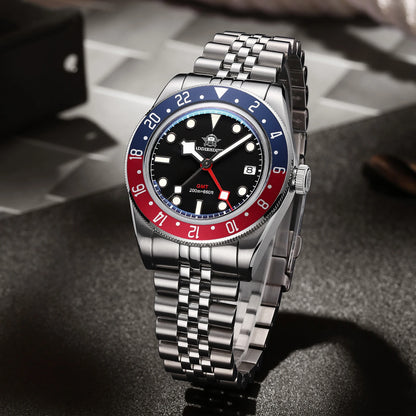 Luckacco ADDIESDIVE Luxury GMT515-24H Men's Watch Diver 200m Bubble Mirror Glass BGW9 Super Luminous Stainless Steel Men's Analog Watches