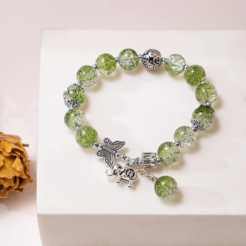luckacco fashion ice crack gradient beaded bracelet for women vintage handmade butterfly elephant bracelet valentine's jewelry gifts