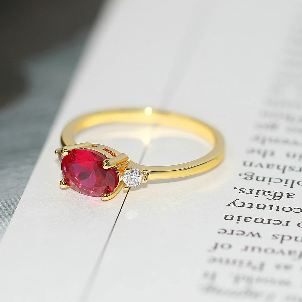 luckacco wedding dating ring for women simple solitaire ring with oval candy stone zircon gold color engagement gift fashion jewelry r865