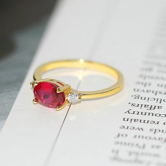 Luckacco Wedding Dating Ring For Women Simple Solitaire Ring With Oval Candy Stone Zircon Gold Color Engagement Gift Fashion Jewelry R865