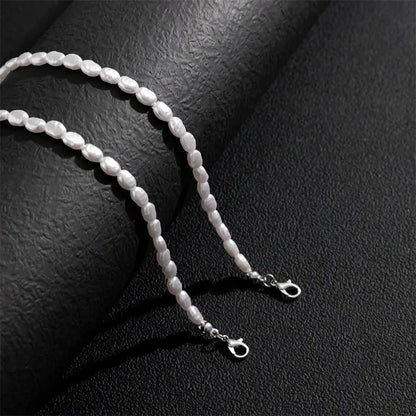 Luckacco New Fashion Simple Imitation Pearl Choker Necklace for Women Vintage Elegant Beaded Temperament Necklace Wedding Party Jewelry