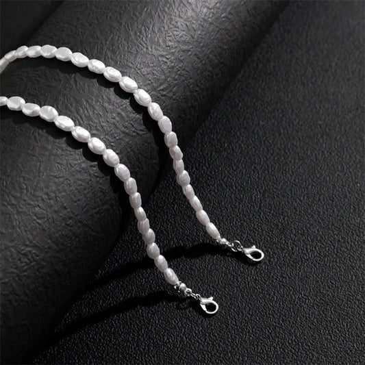 Luckacco New Fashion Simple Imitation Pearl Choker Necklace for Women Vintage Elegant Beaded Temperament Necklace Wedding Party Jewelry