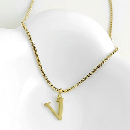 Luckacco Initial necklace letter pendant chamrs stainless steel Necklace jewelry Women's Necklace Box Chain Choker woman trend 2025 gift