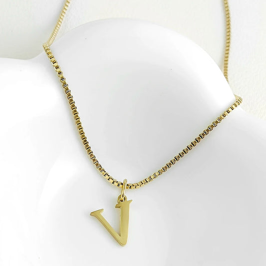 Luckacco Initial necklace letter pendant chamrs stainless steel Necklace jewelry Women's Necklace Box Chain Choker woman trend 2025 gift