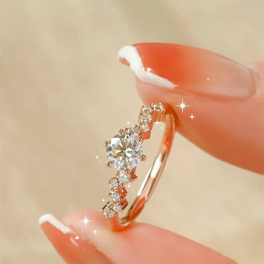 Luckacco Creative Luxury Zircon Rings For Women Opening Adjustable Weave Rhinestone Ring Korean Engagement Wedding Jewelry Fashion