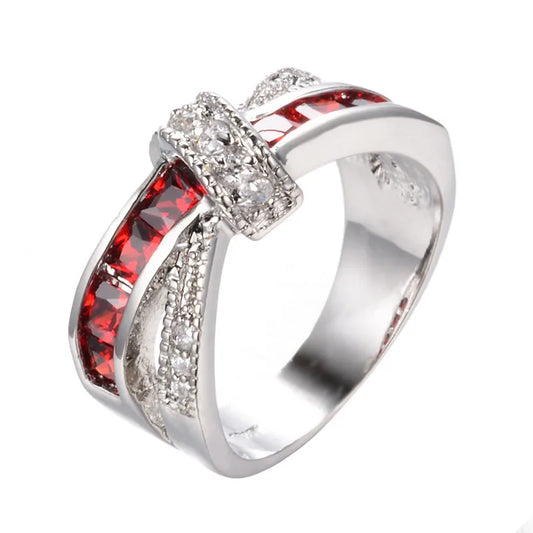 Luckacco Classic 925 Sterling Silver diamond rings For Women Colored zircon size 6-10 Fashion wedding accessories Party Gift Jewelry