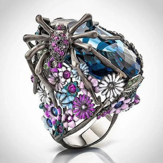 Luckacco Exquisite Unique Spider Fog Finger Rings for women Shiny CZ Crystals Stone Animal  Rings Female Anel accessories gifts