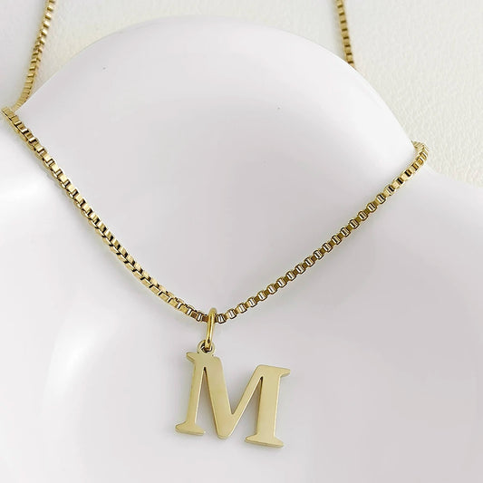 Luckacco Initial necklace letter pendant chamrs stainless steel Necklace jewelry Women's Necklace Box Chain Choker woman trend 2025 gift