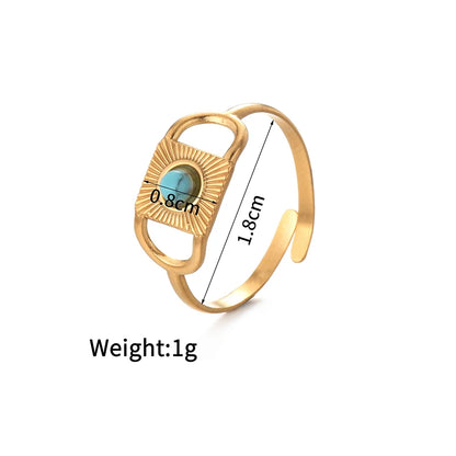 Luckacco Multiple Styles 14K Gold Color Adjustable Ring Stainless Steel Natural Stone Turquoise Zircon Rings For Women Girl Jewelry Gifts