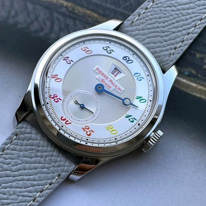Luckacco Spot goods NEW Pierre Paulin Jumping Hour Men Watch Salmon Dial Automatic St17 Mechanical Watch Vintage Date Window 38mm
