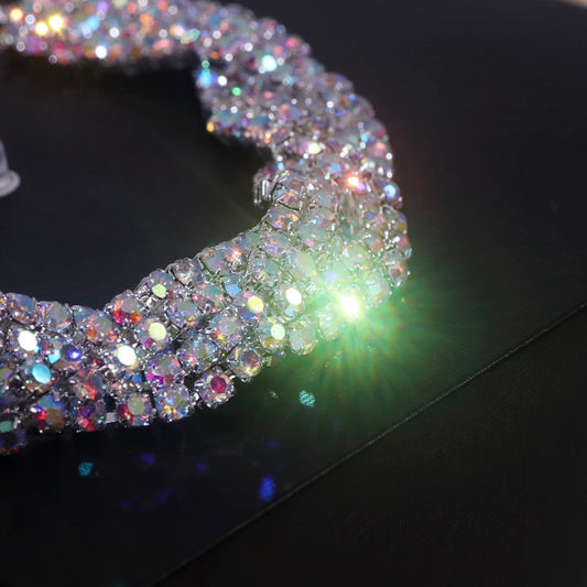 Luckacco Luxury Shining Colorful Rhinestone Bracelet for Women Adjustable Charm Silver Color Bracelet Wedding Bracelets & Bangles Jewelry