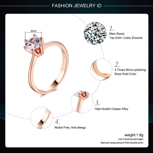 Luckacco Engagement Rings For Women Bride Crystal Silver Gold Color Wedding Rings Accessories Jewelry Korean Fashion Jewelry R014