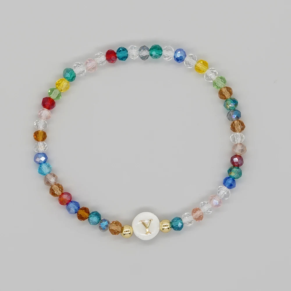 luckacco go2boho crystal shell letter a-z bracelets for women boho summer beach lucky fashion trend jewelry accessories surprise gifts
