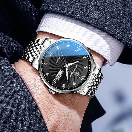 Luckacco POEDAGAR Luxury Brand Man Watch Waterproof Luminous Date Week Men's Quartz Wristwatch Stainless Steel Fashion Sports Men Watches