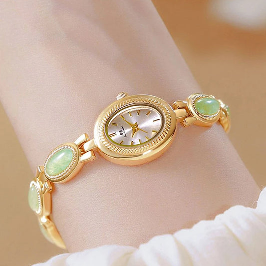 Luckacco Oval Rhinestone 2025 Ladies Wrist Watches Top Brand Luxury For Women Bracelet Watches Gold relogio feminino dropshipping Fashion