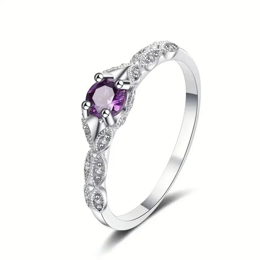 Luckacco Autumn and Winter New Style Light Luxury Style Amethyst Zirconia Women's Ring in Europe and America Simple Fashion Gem Ring