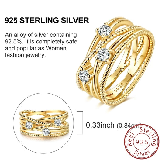 Luckacco New 925 Sterling Silver Rings Gold Heart Bow Adjustable Open Closed Ring Suitable for Women Stacking Ring Fashion Jewelry Gift
