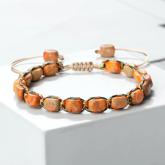 Luckacco Bohemian Imperial Stone Beaded Bracelet Handmade  Braided String Bangles Friendship Jewelry Gift Vintage Design Strand Bracelets