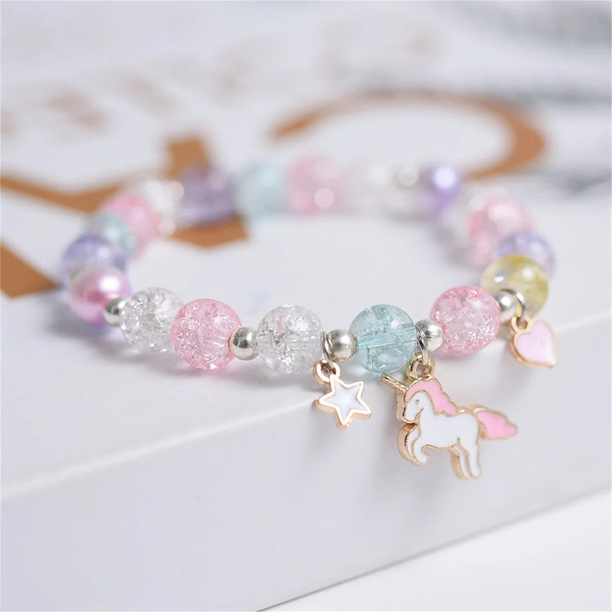 luckacco girls first day of school bracelet cute friendship princess bracelet for kids cartoon rabbit unicorn charms jewelry accessories
