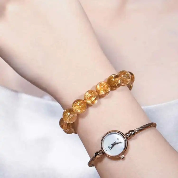 luckacco natural brazil old ore dragon robe titanium crystal bracelet crystal women's round beads bracelet couple lucky beads jewelry