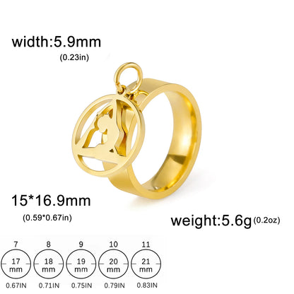 Luckacco Unift Women Stainless Steel Charms Rings Flower Leaf Spider Paw Pendant Finger Ring Fashion Minimalist Couple Jewelry