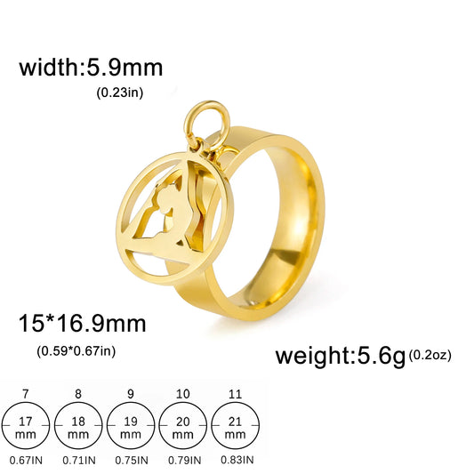 Luckacco Unift Women Stainless Steel Charms Rings Flower Leaf Spider Paw Pendant Finger Ring Fashion Minimalist Couple Jewelry