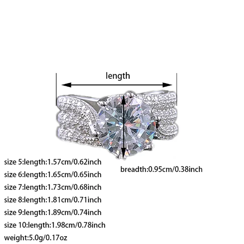 luckacco 10mm cubic zirconia wedding bands ring for women luxury crystal cz ring engagement accessories new arrival trendy jewelry r7851