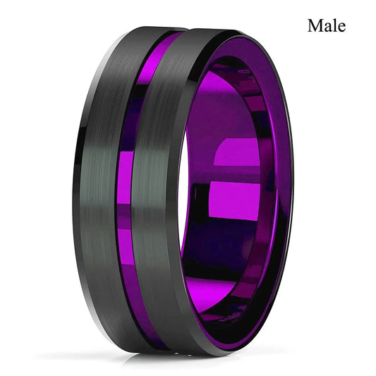 Luckacco Couple Rings Exquisite Women Rhinestones Zirconia Rings Set Simple Gold Color Men Stainless Steel CZ Stone Rings Wedding Jewelry