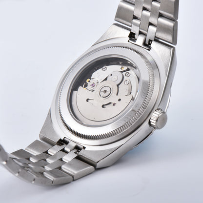 Luckacco 2025 New Watch 39.5mm Men's Watch Sapphire Glass NH35 Movement Texture Dial Silver Case Stainless Steel Strap