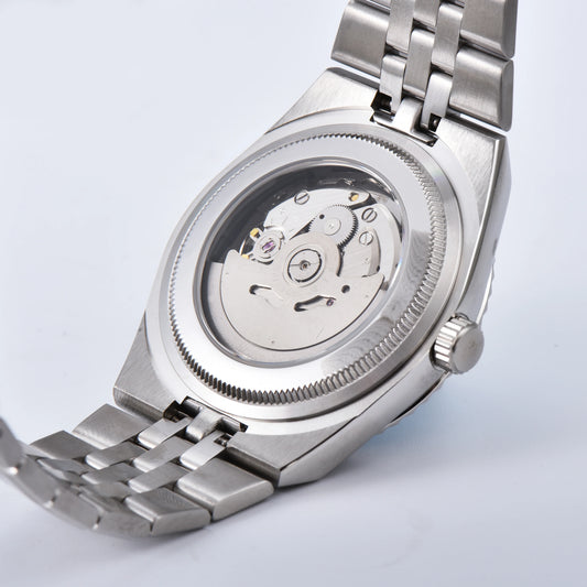 Luckacco 2025 New Watch 39.5mm Men's Watch Sapphire Glass NH35 Movement Texture Dial Silver Case Stainless Steel Strap