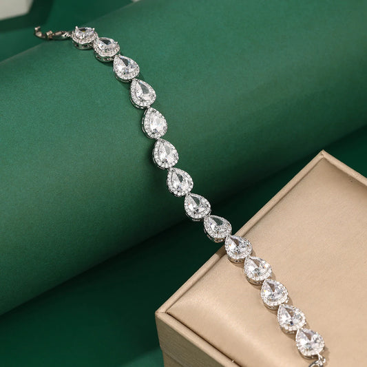 Luckacco Micro inlaid exquisite AAA drop zircon bracelet feminine bridal wedding dress hand ornament
