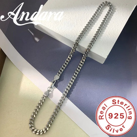 Luckacco Original 925 Sterling Silver 8MM Cuban Necklace Men Women Wedding Fine Jewelry Accessories Party Gift