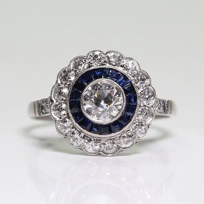 Luckacco Classic Round Flower Floral Shaped Crystal Ring Bling Iced Out Shiny AAA CZ Rhinestone Zircon for Women Wedding Jewelry