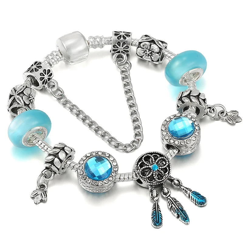 luckacco baopon new fashion life of tree crystal charm bracelet fit green color snake chain brand bracelets & bangles for women jewelry