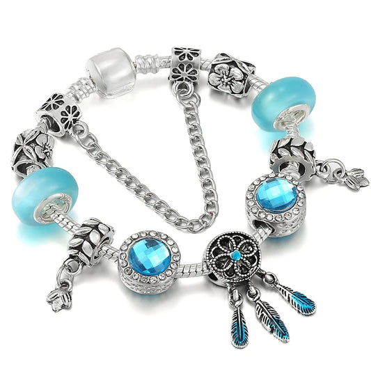 Luckacco BAOPON New Fashion Life Of Tree Crystal Charm Bracelet Fit Green Color Snake Chain Brand Bracelets & Bangles for Women Jewelry