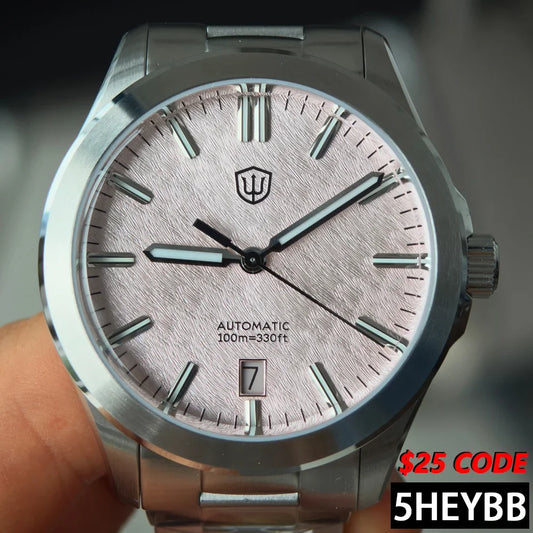 Luckacco Watchdives WD0005 Mechanical Watch Men NH35 Movement Domed Sapphire Crystal BGW9 Luminous 10Bar Waterproof 39mm Vintage Watches