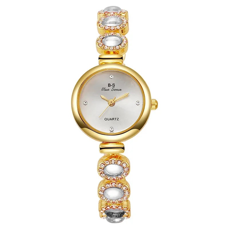 luckacco famous brand women's quartz watches luxury green gemstone bracelet watch gift female wristwatch  relojes para mujer
