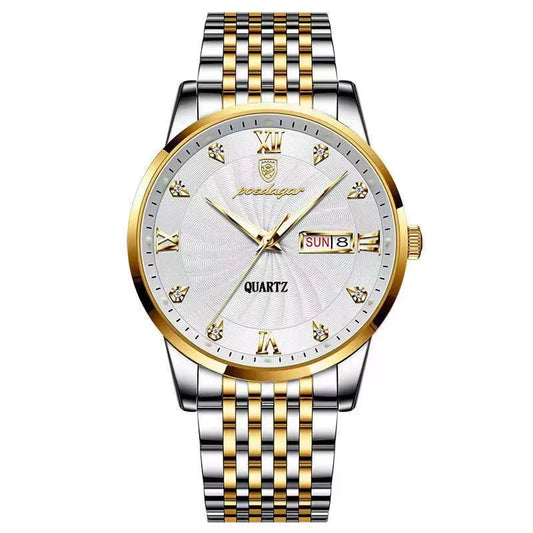 Luckacco POEDAGAR Luxury Brand Man Watch Waterproof Luminous Date Week Men's Quartz Wristwatch Stainless Steel Fashion Sports Men Watches