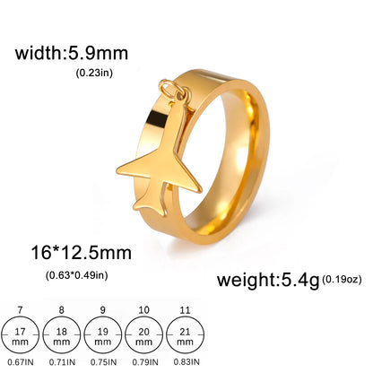 Luckacco Unift Women Stainless Steel Charms Rings Flower Leaf Spider Paw Pendant Finger Ring Fashion Minimalist Couple Jewelry