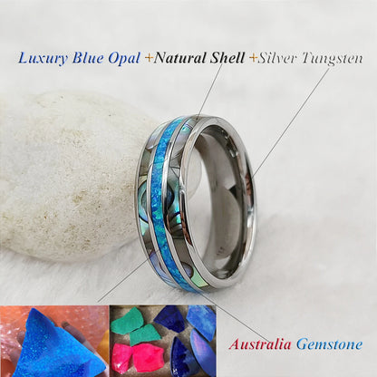 Luckacco Men's Damascus Ring Tungsten Fashion Jewelry Unique High Quality Handmade Wedding Bands Couples Rings For Men Male Boys