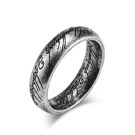 Luckacco Vacuum Plating Midi Stainless Steel One Ring of Power 3D Carved Refined Wedding Ring Lovers Women Men Fashion Jewelry