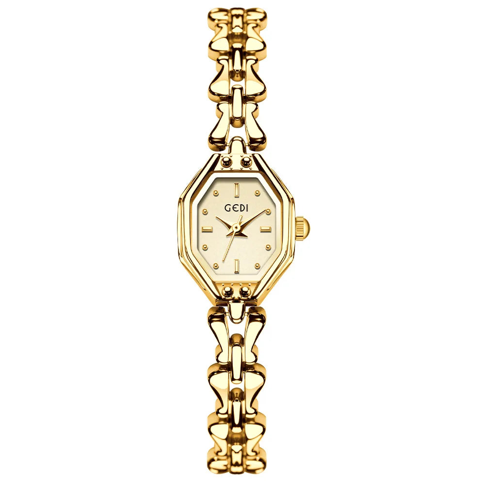 luckacco gedi brand ladies watches are exquisite light luxury retro metal bracelets high-end waterproof women fashion quartz wristwatches