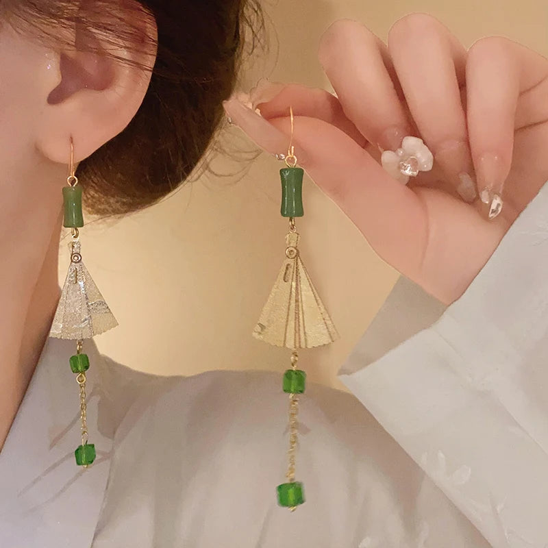 luckacco lily of the valley leaf water drop resin dangle earrings for women partysu new in earring hook vintage fashion cheongsam jewelr